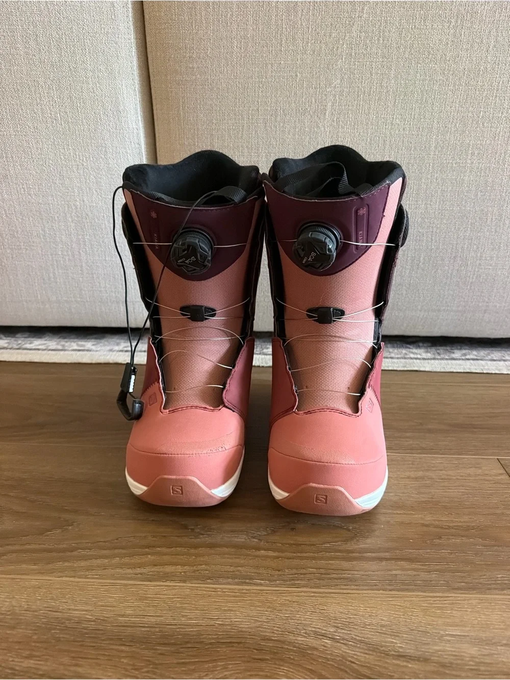 Salomon Women's Pink and Burgundy Snowboard Boots
